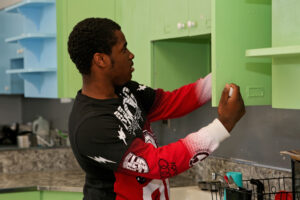 Student doing task in vocational setting
