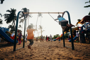 Kids playing on the playground